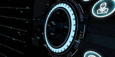 İş, teknoloji, internet ve sanal gerçeklik kavramı - sanal ekrandaki düğme. 3B illüstrasyon.