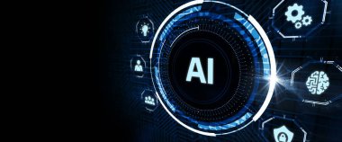 Yapay zeka ve yapay zeka kavramı. İş, modern teknoloji, İnternet ve ağ kurma kavramı.