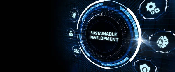 Napis Sustainable Development Koncepcja Technologii Chmury Biznes Technologia Internet Koncepcja — Zdjęcie stockowe