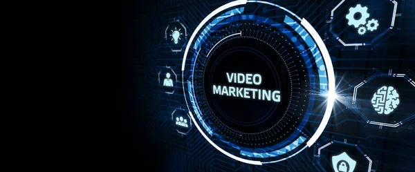 Видеомаркетинг Реклама Концепции Экране Бизнес Технологии Интернет Сетевая Концепция — стоковое фото