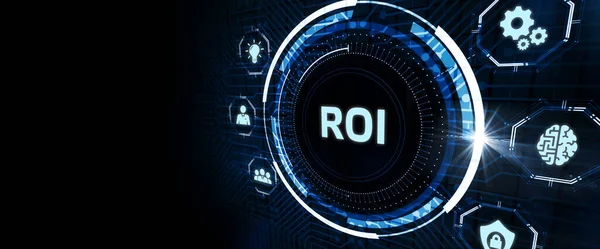 Roi Rendement Investering Financieel Groeiconcept Bedrijfsconcept Technologie Internet Netwerk — Stockfoto