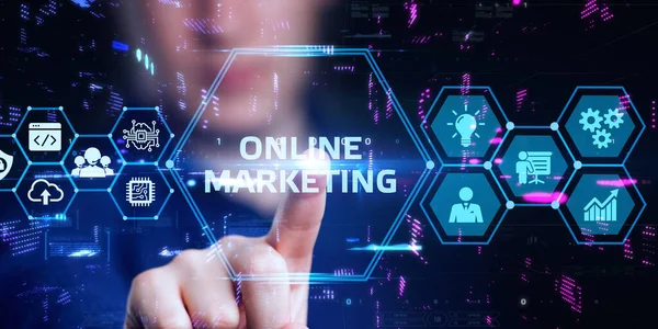 Solução Tecnologia Marketing Digital Para Conceito Negócios Online Conceito Negócio — Fotografia de Stock