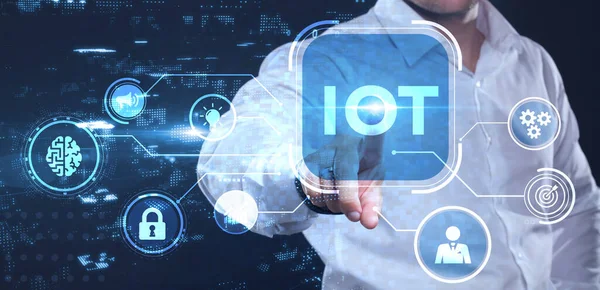 Internet Der Dinge Iot Konzept Geschäftsleute Bieten Iot Produkte Und — Stockfoto