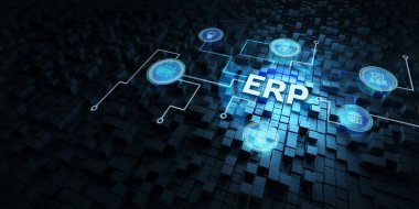 İş, Teknoloji, İnternet ve ağ konsepti. Girişim kaynak planlaması ERP kavramı.