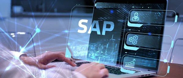 Sap System Software Automation Konzept Auf Virtuellem Bildschirm Rechenzentrum Business — Stockfoto