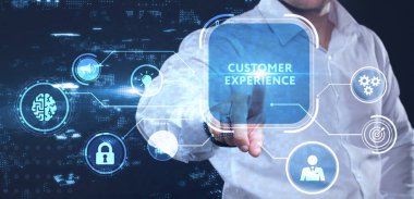 CUSTOMER Deneysel Yazı, Sosyal Ağ Konsepti. İş, Teknoloji, İnternet ve ağ kavramı