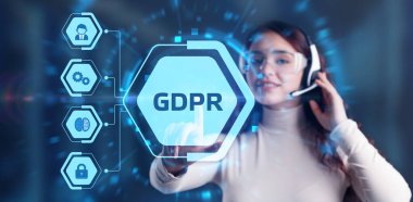 İş, Teknoloji, İnternet ve ağ konsepti. GDPR Genel Veri Koruma Düzenlemesi.