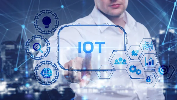 Internet Der Dinge Iot Konzept Geschäftsleute Bieten Iot Produkte Und — Stockfoto