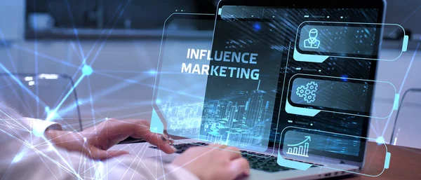 Concept Marketing Influenceur Business Technologie Internet Concept Réseau — Photo