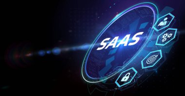 Servis SaaS olarak yazılım. Yazılım konsepti. İş, modern teknoloji, İnternet ve ağ kurma kavramı. 