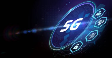 5G ağı konsepti, yüksek hızlı mobil internet, yeni nesil ağlar. İş, modern teknoloji, İnternet ve ağ kurma kavramı. 