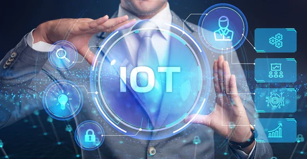 Internet Der Dinge Iot Konzept Geschäftsleute Bieten Iot Produkte Und — Stockfoto