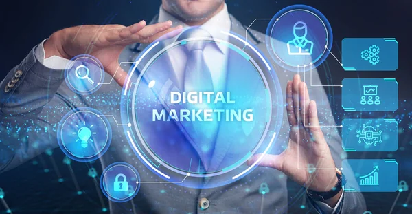 Negócios Tecnologia Internet Conceito Rede Marketing Digital Conceito Estratégia Publicidade — Fotografia de Stock