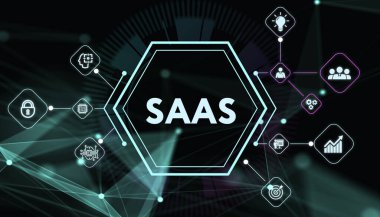 Servis SaaS olarak yazılım. Yazılım konsepti. İş, modern teknoloji, İnternet ve ağ kurma kavramı. 