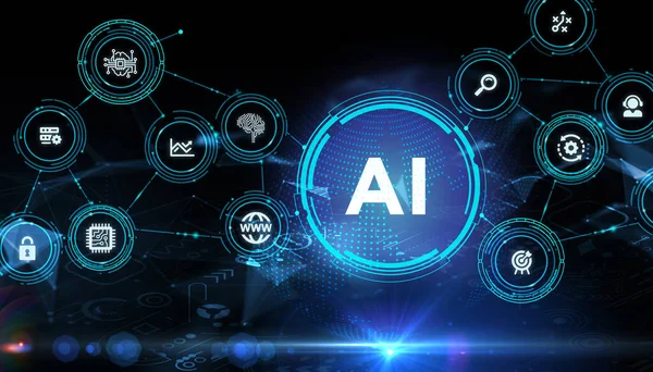 Learning Artificial Intelligence Concept Inglés Negocios Tecnología Moderna Internet Concepto — Foto de Stock