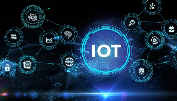 Internet Things Iot Koncepció Üzletember Kínál Iot Termékek Megoldások — Stock Fotó