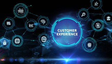 CUSTOMER Deneysel Yazı, Sosyal Ağ Konsepti. İş, Teknoloji, İnternet ve ağ kavramı.