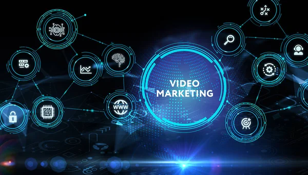 Видеомаркетинг Реклама Концепции Экране Бизнес Технологии Интернет Сетевая Концепция — стоковое фото