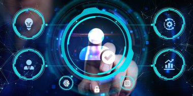 İş, Teknoloji, İnternet ve ağ konsepti. İnsan Kaynakları İK yönetimine adam toplama iş bulma kavramı.