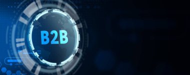 İş, Teknoloji, İnternet ve ağ konsepti. B2B Ticaret Şirketi Teknoloji Pazarlama Konsepti. 3B illüstrasyon