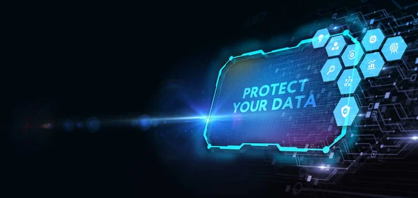 Seguridad Cibernética Protección Datos Tecnología Empresarial Concepto Privacidad Proteja Sus — Foto de Stock