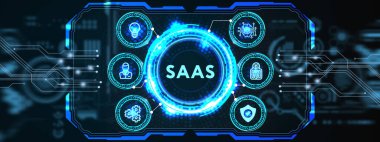 Servis SaaS olarak yazılım. Yazılım konsepti. İş, modern teknoloji, İnternet ve ağ kurma kavramı. 