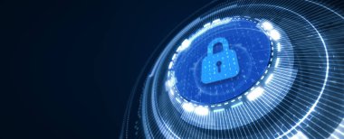 Siber güvenlik veri koruması iş teknolojisi gizlilik kavramı. 3d illüstrasyon