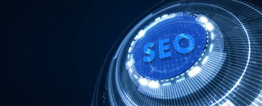 İş, Teknoloji, İnternet ve ağ konsepti. SEO Arama Motoru optimizasyon pazarlama sıralaması. 3B illüstrasyon