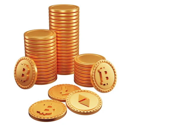 Stacks Bitcoins Cryptocurrency Render Illustration — Stock Photo, Image