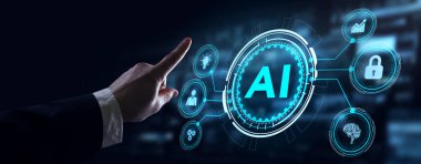 Yapay zeka ve yapay zeka kavramı. İş, modern teknoloji, İnternet ve ağ kurma kavramı. 