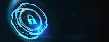 Siber güvenlik veri koruması iş teknolojisi gizlilik kavramı. 3d illüstrasyon