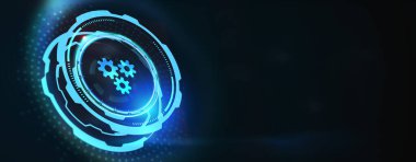 İş, Teknoloji, İnternet ve ağ konsepti. Otomasyon Yazılım Teknolojisi İşlem Sistemi. 3d illüstrasyon