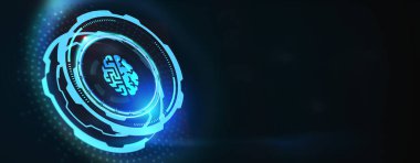 Yapay zeka (yapay zeka), makine öğrenme ve modern bilgisayar teknolojileri kavramları. İş, Teknoloji, İnternet ve ağ konsepti. 3B illüstrasyon