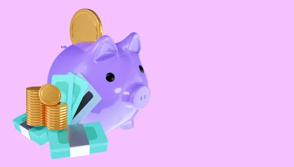 Besparen Geld Concept Geld Overmaken Naar Spaarpot Illustratie — Stockfoto