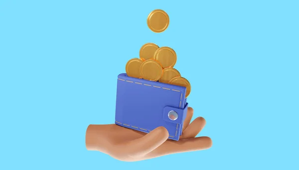 Hand Holding Wallet Coin Stack Money Saving Online Payment Payment — Stock Photo, Image