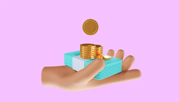 Hand Holding Coin Stack Money Saving Online Payment Payment Concept — Stock Photo, Image