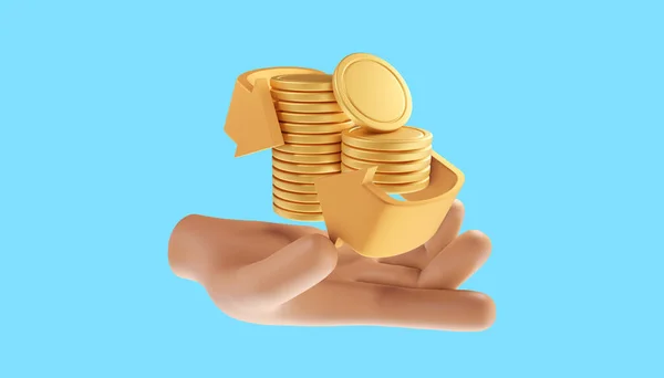 Hand Holding Coin Stack Cashback Money Refund Icon Concept Illustration — Stock Photo, Image