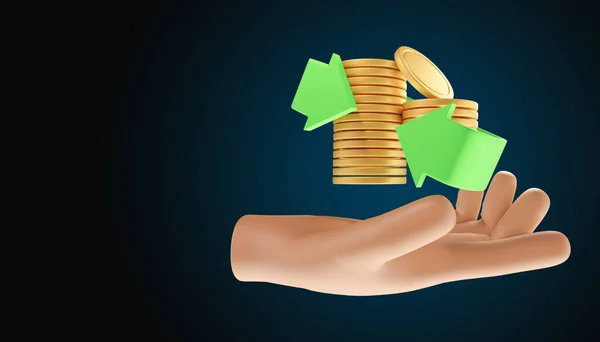 Hand Met Muntenstapel Cashback Geld Terug Pictogram Concept Illustratie — Stockfoto
