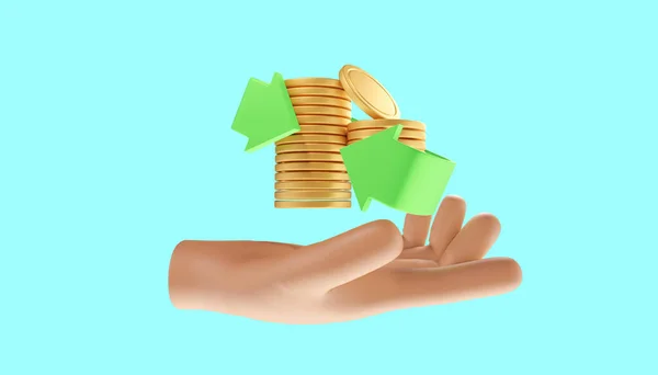 Hand Holding Coin Stack Cashback Money Refund Icon Concept Illustration — Stock Photo, Image