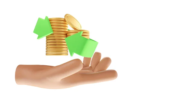 Hand Holding Coin Stack Cashback Money Refund Icon Concept Illustration — Stock Photo, Image