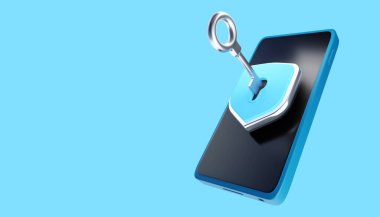 Siber güvenlik veri koruması iş teknolojisi gizlilik kavramı. 3d illüstrasyon 