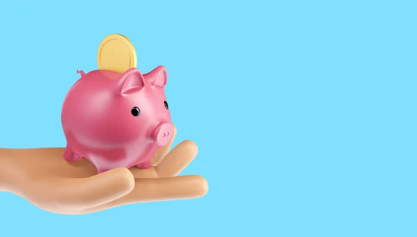 Poupar Dinheiro Transferência Dinheiro Para Piggy Bank Ilustração — Fotografia de Stock