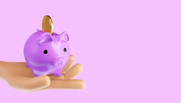 Poupar Dinheiro Transferência Dinheiro Para Piggy Bank Ilustração — Fotografia de Stock