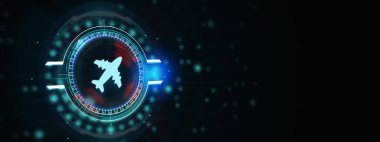 İş, Teknoloji, İnternet ve ağ konsepti. Uçaklarla seyahat konsepti. 3B illüstrasyon