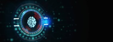 Yapay zeka (yapay zeka), makine öğrenme ve modern bilgisayar teknolojileri kavramları. İş, Teknoloji, İnternet ve ağ konsepti. 3B illüstrasyon