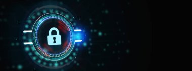 Siber güvenlik veri koruması iş teknolojisi gizlilik kavramı. 3d illüstrasyon