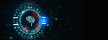 Yapay zeka (yapay zeka), makine öğrenme ve modern bilgisayar teknolojileri kavramları. İş, Teknoloji, İnternet ve ağ konsepti. 3B illüstrasyon