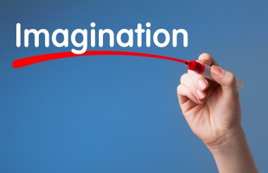 Hayal kırmızı işaret şeffaf silme tahtaya yazma el. Bu