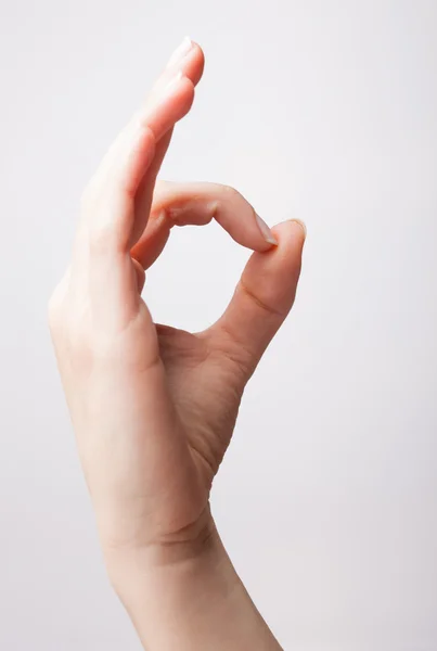 Human hand gesture is all right everything is OK. Isolated on a — Stock Photo, Image