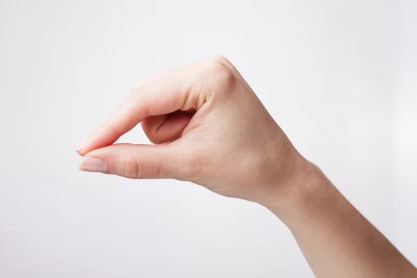 Hand showing sizes - hand gesture isolated on white background — Stock Photo, Image